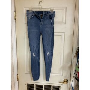 No Boundaries Blue Distressed High-Waisted Skinny Jeans Size 1